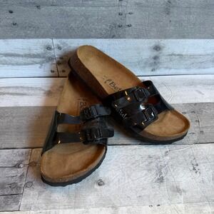 Betula by Birkenstock Women Black Patent Double Strap Buckle Sandals 40 9L